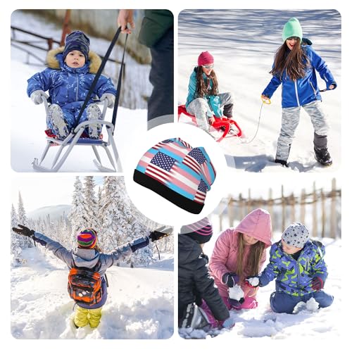 American Transgender Pride Flag Kids Leisure Elastic Knitted Hat Junior Large Size Knit Cap Child Beanie Black4