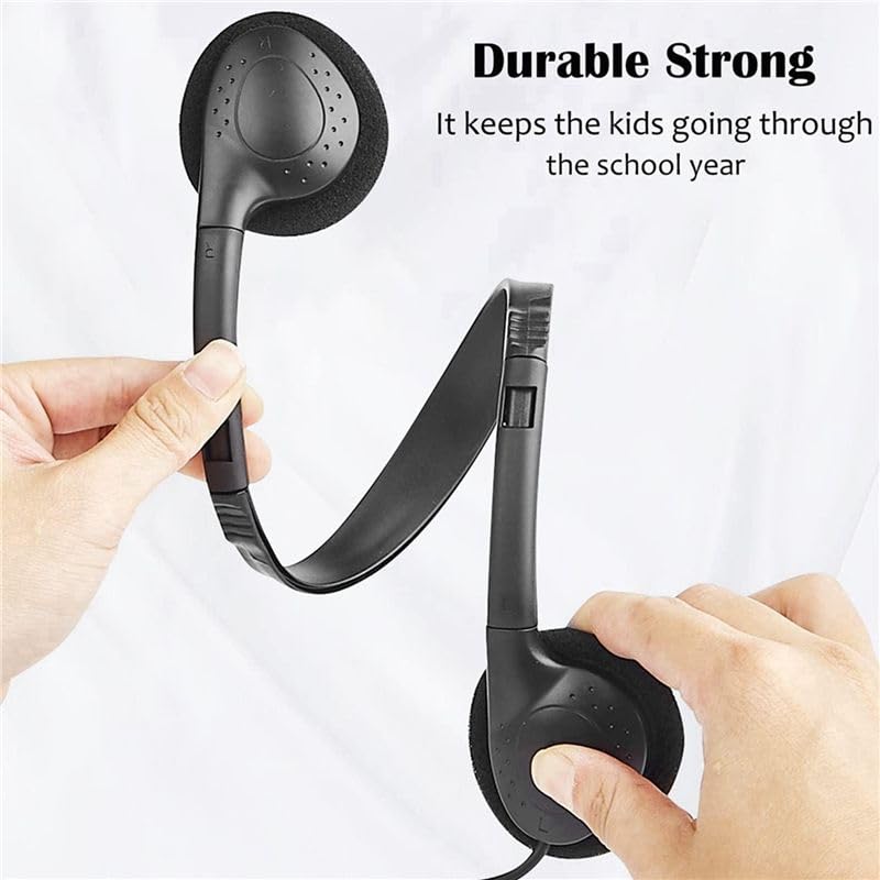 Confezione da 20 cuffie cablate per lezioni, cuffie auricolari regolabili per bambini, cuffie per la scuola, auricolari audio da 3,5 mm, per studenti, bambini, bambini, adolescenti
