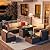 Jolydale Patio Furniture 8 Pieces Outdoor Furniture Set with 40" Fire Pit Table Wicker Rattan Sectional Conversation Set with Coffee Table for Patio, Garden, and Backyard, Small Size People, Brown