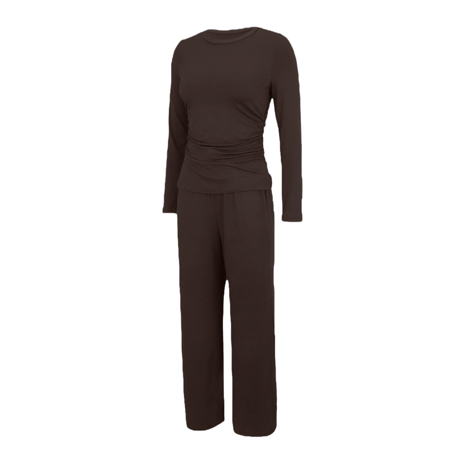 Generico Tuta Donna Sportiva Completa Tute da Ginnastica Due Pezzi Elegante Casual Tuta da Casa Manica Lunga Set Maglia e Pantaloni Larghi con Tasche e Coulisse Completo 2 Pezzi Autunnale Invernale
