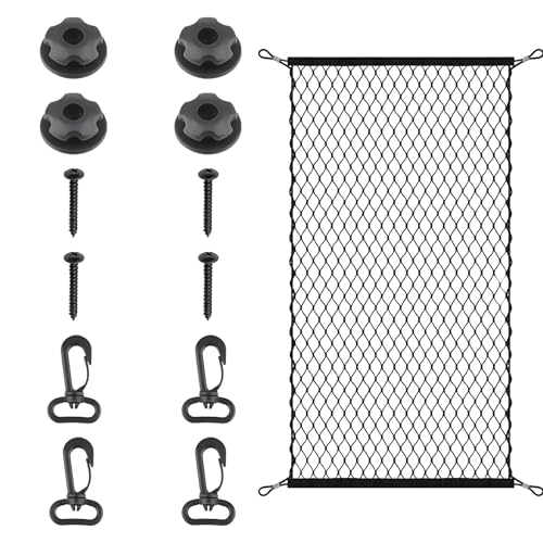 Filet à Bagages Voiture 110x60 cm, Extensible Jusqu’à 140x100 cm. Idéal pour Le Coffre ou en séparation. 4 Crochets Solides, Compatible avec la Plupart...