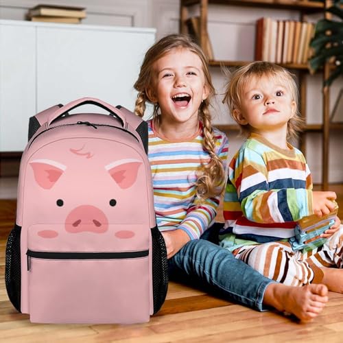 Kids Backpack for School, 17 Inch Cute Pig Backpacks for Girls 4-6, Pink Large Capacity Animal Bookbag for Travel, Middle School3