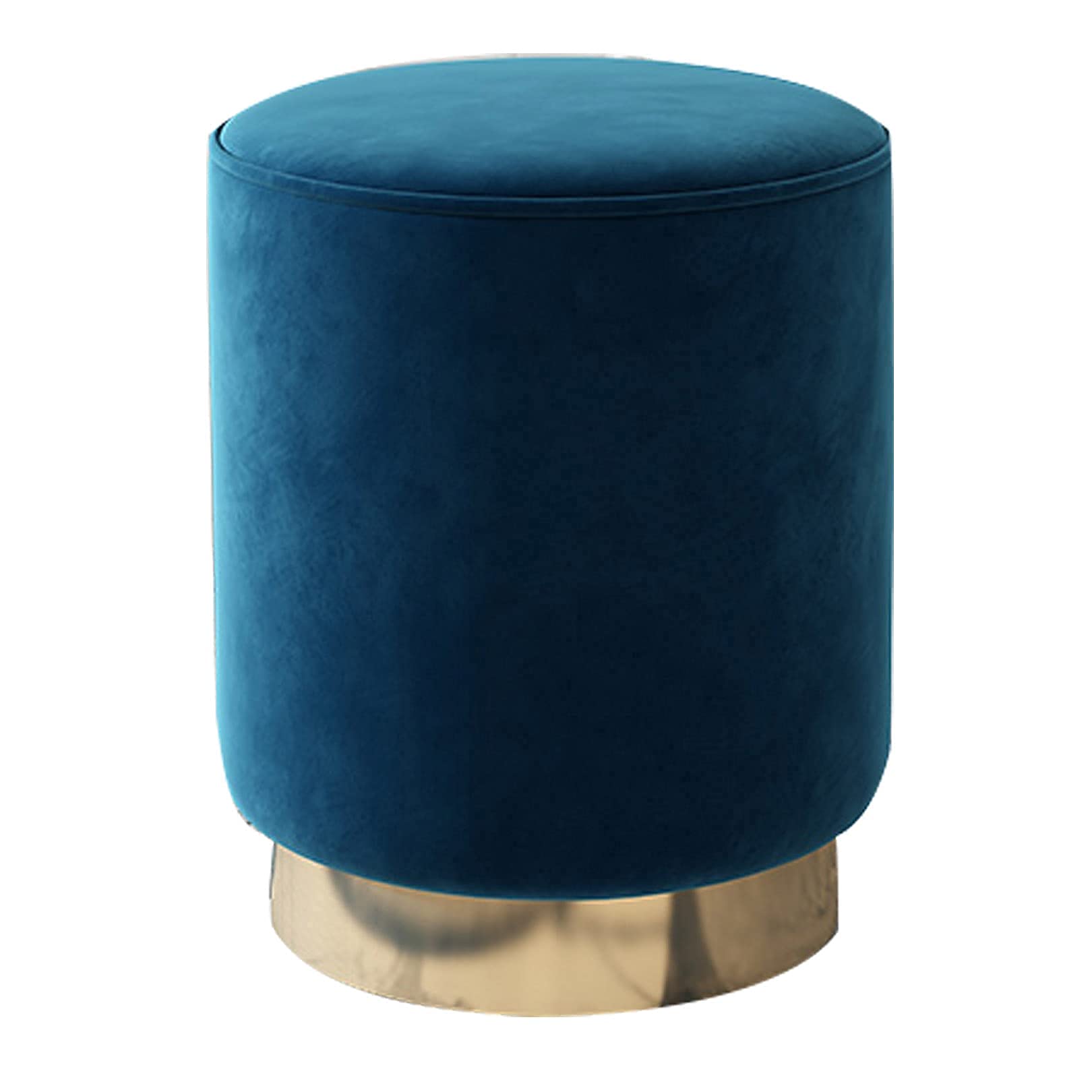 Pouf de chambre bleu tabouret bas rond repose-pieds salon design CHEWYNP 40x45cm