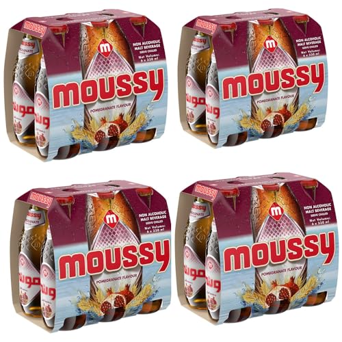 Image of Moussy Non Alcoholic Beer Pomegranate Flavour, 330ml Each (Pack of 24, 24 X 330ml)