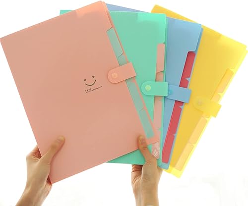 Miniatura 5 de NUOBESTY 5 carpetas de archivos rojas con bolsillos, organizador de archivos expandibles, organizador de calcomanías, carpeta de acordeón, carpeta