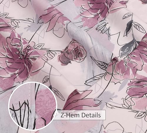 RUVANTI 100% Cotton Split King Sheets Sets for Adjustable Bed, 5 PCs, Soft & Breathable Percale Weave Bedding, Deep Pocket 16", Hotel Standard, Crisp Cool Feel & Durable, Floral Sheet, Lilac Floral