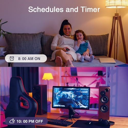 Ghome Smart Light Bulbs, A19 E26 Color Changing Led Bulb Works with Alexa, Google Home, App & Voice Control, 2.4Ghz WiFi Only, 800 Lumens, Dimmable RGB Warm White 2700K Smart Home Lighting, 4 Pack 7