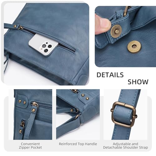 Image of Crossbody Bags for Women Medium PU Leather Multi Pocket Shoulder Purses