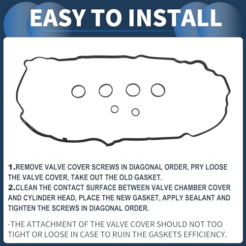 Image of Valve Cover Gasket, Cylinder Head Valve Seal Gasket with Spark Plug Gasket No.11127567877 for Mini Cooper 2007-2016 W /O Turbocharger Black, 1 Set