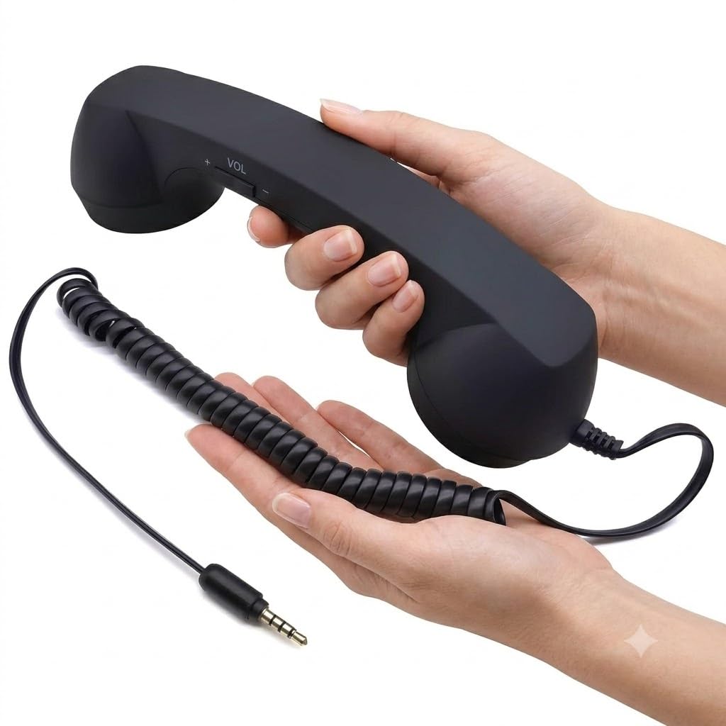 Drumstone 5 𝗬𝗲𝗮𝗿 𝗪𝗮𝗿𝗿𝗮𝗻𝘁𝘆 Retro Telephone Handset for Mobile Phones | Wired 3.5mm Phone Receiver with Built-in Speaker & Microphone | Comfortable Calling Handset-picture-25