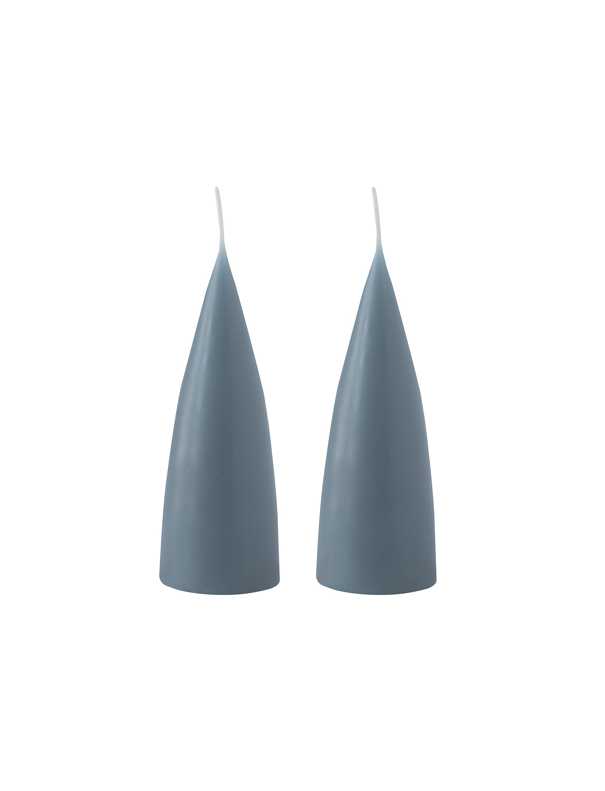 Kunstindustrien Women's Blue Grey Kunstindustrien® Cone Shaped Candles, 2Pcs. 6.5 X 16Cm (Blue Grey), Unscented, Long Burning, Dripless & Smokeless
