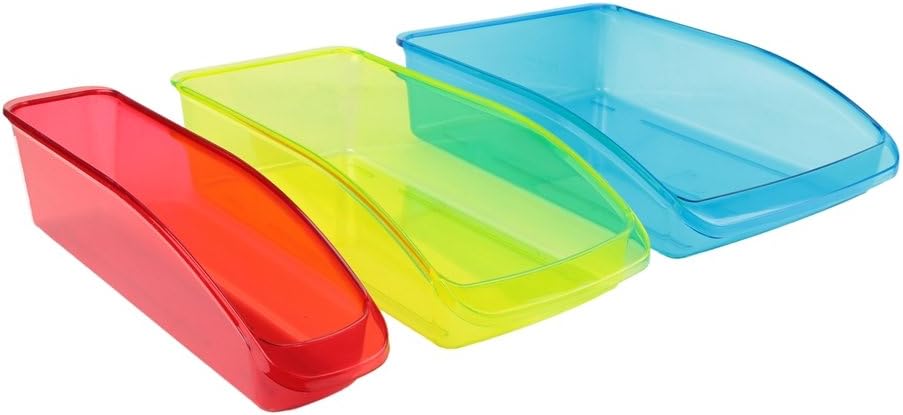 Easy Make KB56193/WEB 3 x Plastic Fridge Storage Trays, Red/Green/Blue, 33 x 23 x 8 cm