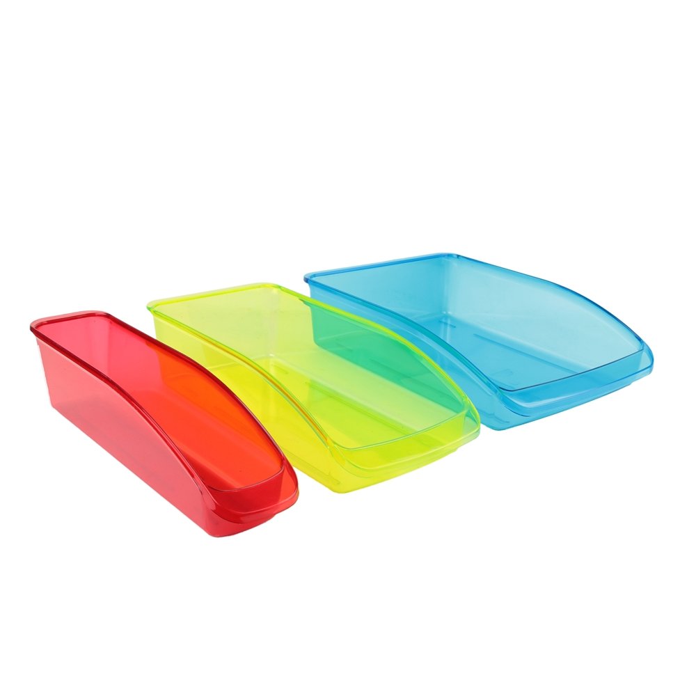 Easy Make KB56193/WEB 3 x Plastic Fridge Storage Trays, Red/Green/Blue, 33 x 23 x 8 cm