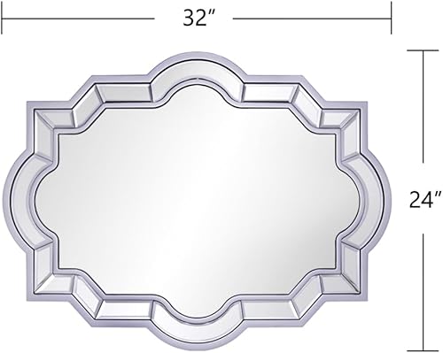 Miniatura 6 de Chende Espejo de pared decorativo para comedor, espejo de granja con marco de madera de bronce y vidrio biselado, espejo de baño irregular de 32 x