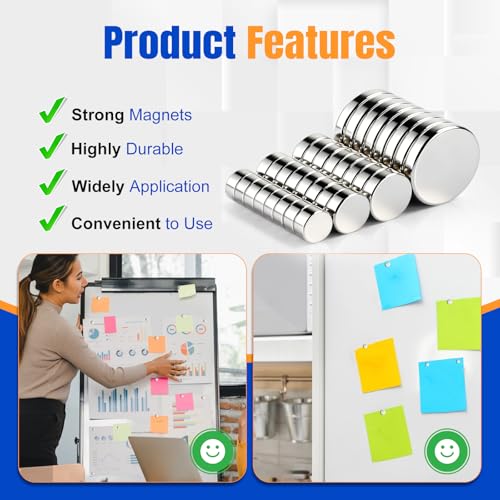 Image of TRYMAG 200Pcs Small Magnets, 4 Different Sizes Tiny Mini Magents, Multi-Use for Fridge, DIY, Office, Hobbies, Crafts and Science