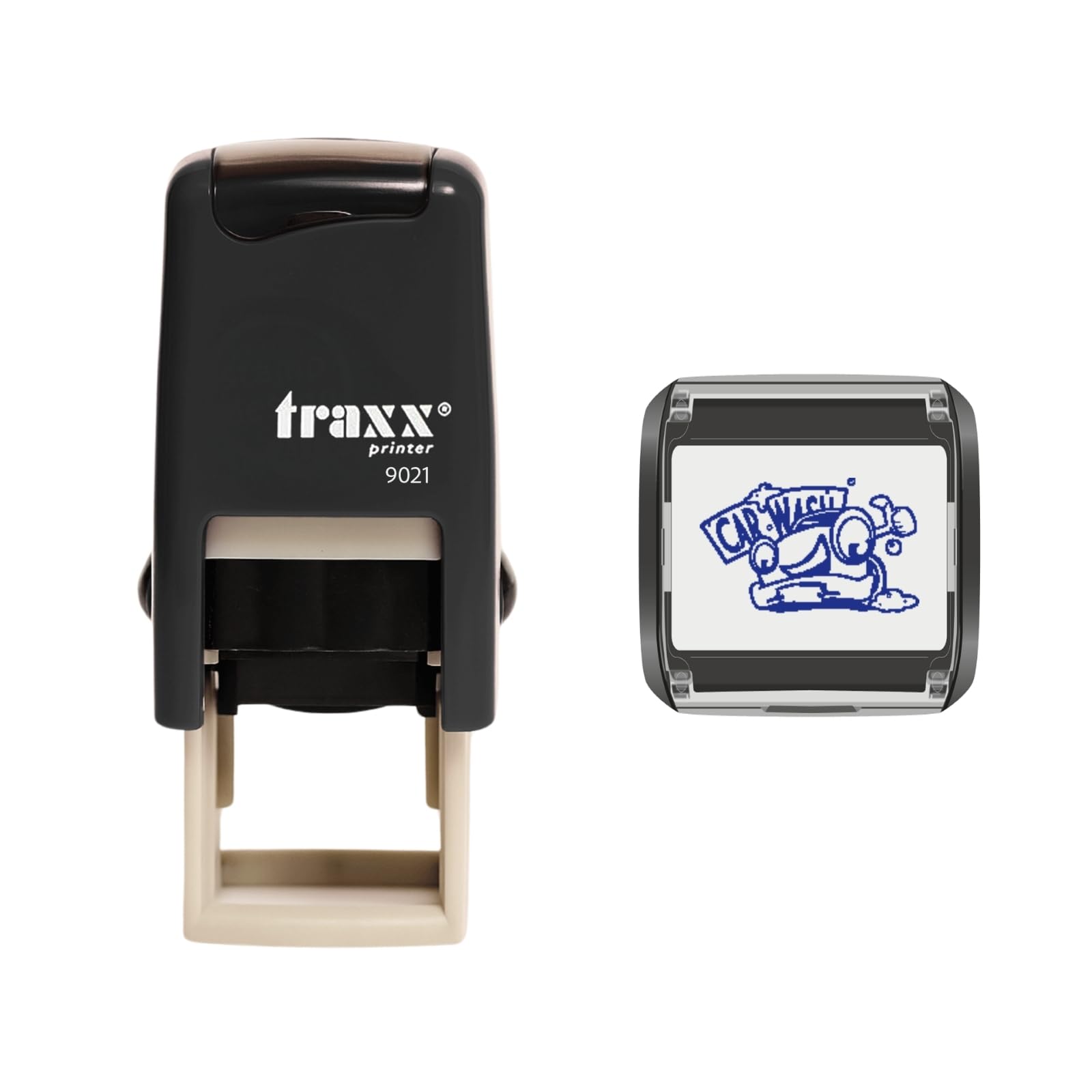 Traxx 9021 Loyalty Card Self Inking Rubber Stamp Carwash *A Blue Car Wash Design*