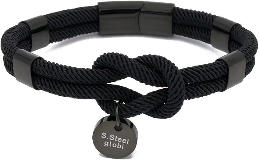 globi Paracord Braided Rope Bracelet for Men Women | Lightweight Nautical Unisex Cuff Bracelet with Stainless Steel Magnetic Clasp