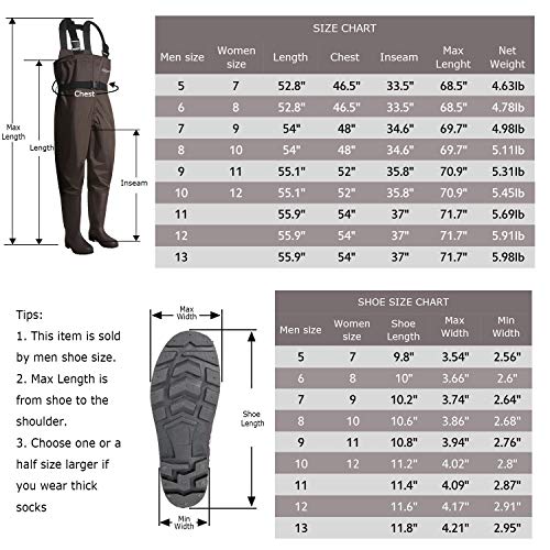 OXYVAN Chest Waders with Boots for Men & Women, Nylon/PVC Lightweight Fishing Wader with Boots Hanger - Thumbnail 7