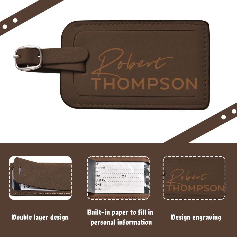 Identificatore Valigia Etichetta Bagaglio Personalizzabile 11x7cm | Spazio per Dati Personali, Cinturino Regolabile, Design a Doppio Strato