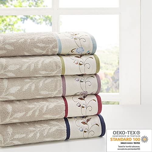 Madison Park MP73-6090 Serene 100% Cotton Bath Towel Set Luxurious Floral Decorative Towels thumb #5