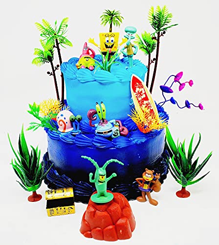 Spongebob Squarepants Cake Topper Set Featuring Random Spongebob Character Figures and Decorative Accessories
