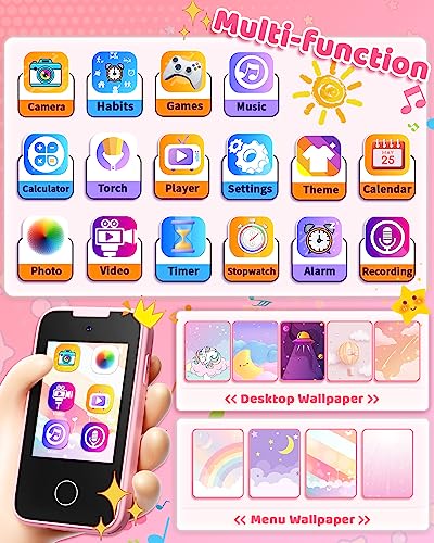 Shiningstone Kids Toddler Toy Phone For Girls Boys Age 3-6, Mp3 Music Player With Dual Camera, Kids Phone For Girls 3 4 5 6 7 Year Old, Best Christmas Birthday Gifts For Kids(Pink) #TOP1