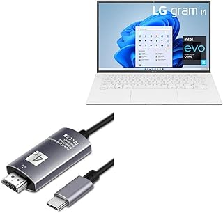 BoxWave Cable Compatible with LG Gram 14 (14Z90P) - SmartDisplay Cable - USB Type-C to HDMI (6 ft), USB C/HDMI Cable for LG Gram 14 (14Z90P) - Jet Black