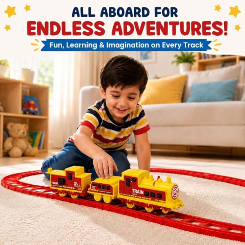 Image of Braintastic Play Train Set for Kids 3+ Years | Battery Operated Toy Train with Track | Colorful Railway Train Set for Boys & Girls | 14-Piece Train Track Toy