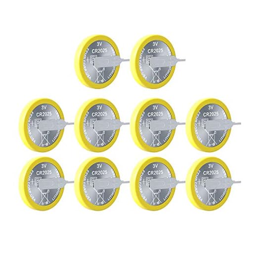 EEMB 10 Pack CR2025 Tabbed Batteries 3V Lithium Battery Button Coin Cell Batteries 2025 Battery Tabs Solder CR2025 Replacement Battery Solder Tabs