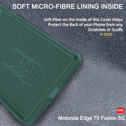 Image of TheGiftKart Liquid Silicon Back Cover Case for Motorola Moto Edge 70 Fusion 5G | ShockProof Military Grade Protection | Micro-Fibre Cloth On Inner Side | Built-In Anti-Slip Grip Back Case (TPU, Green)