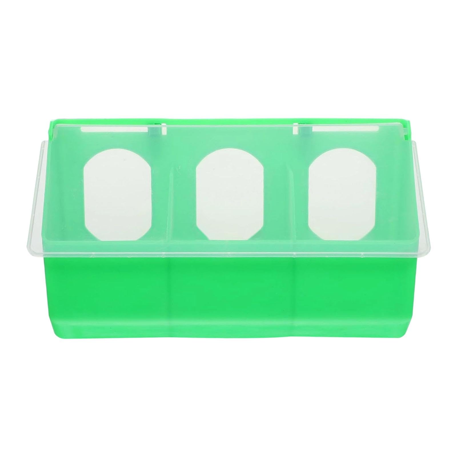 Ioensy Pigeon Feeder Bird Food Feeding Hanging Box Supplies,Three Hole,Feeding Dish,Drinker Feeder for Gamefowl Lovebirds, green