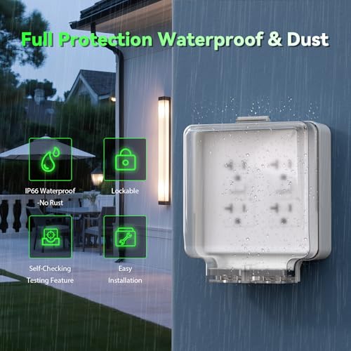 Prise extérieure GFCI 20A BSEED étanche IP66 double boîtier verrouillable