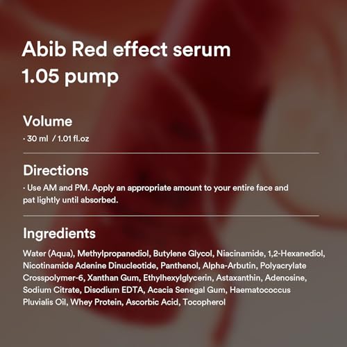 Image of Abib ASTA-NAD Red Effect Serum 1.05 Pump - NAD+ 1% & Astaxanthin 0.05% Anti-Aging Face Serum | 168-Hour Antioxidant Care | Korean Skincare, 1.01 fl oz