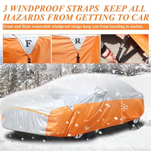 Image of Tecoom Waterproof All Weather Sedan Car Cover (191 inch-200 inch), Universal Full Exterior Cover Fit for Toyota Camry, Chevrolet Malibu, Honda Accord, Windproof UV Rain Sun Protection