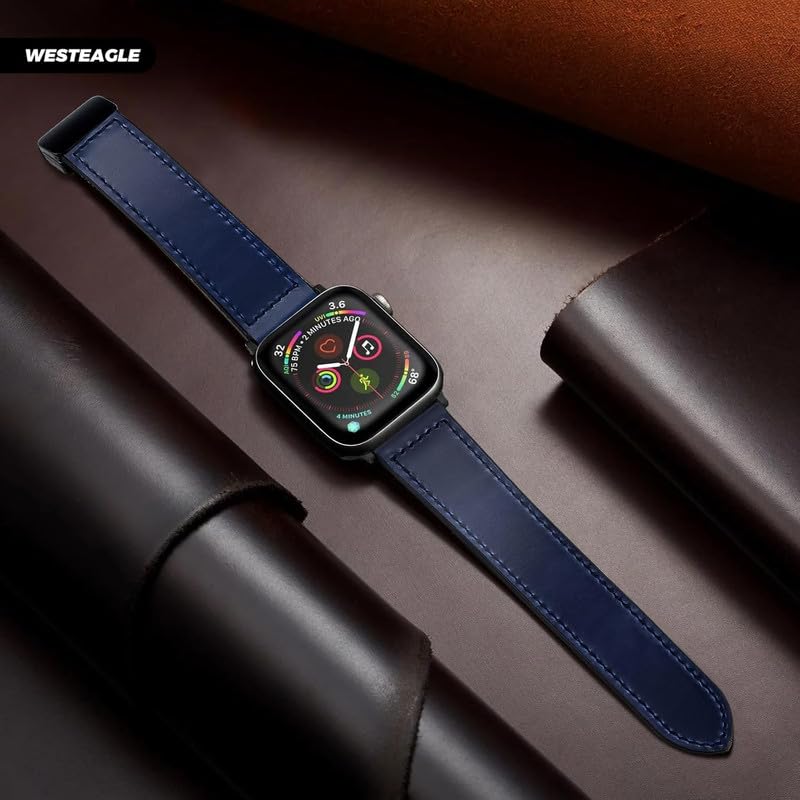 Image of Magnetic Leather Bands Compatible with Apple Watch 49mm 46mm 45mm 44mm 42mm | Genuine Leather with Magnetic Buckle for iWatch Ultra 2 Ultra SE Series 10 9 8 7 5 4 3