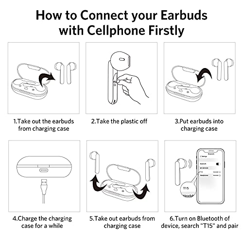 True Wireless Earbuds, HalfEars T15 Upgraded Bluetooth 5.0 Earbuds Stereo Premium Sound, TWS Wireless Earbuds with… - Image 8