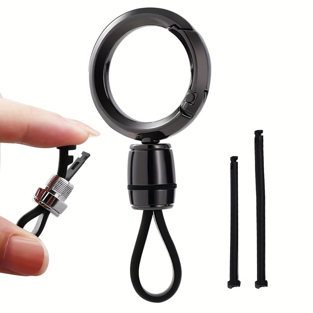 Unisex Car Keychain with Zinc Alloy Spring Clip - Anti-Loss Pendant, Casual Metal Key Ring for Men & Women, Black, Secure Key Holder | Sleek Keychain | Durable Metal (Black, Pack Of 1)-picture-52