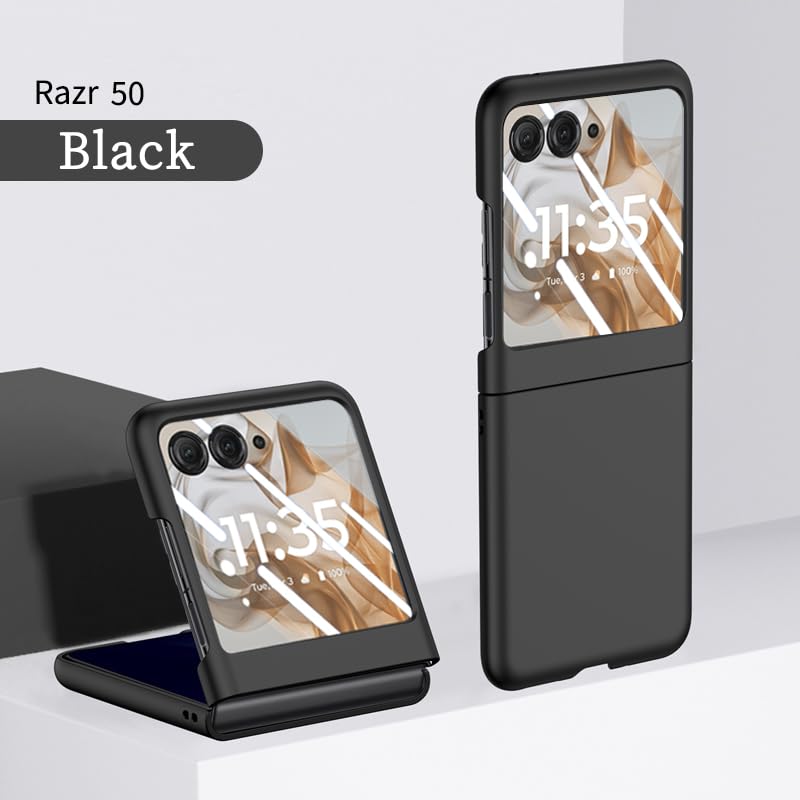 Image of Back Cover Black Hard PC Anti-Yellow Shockproof Protective Phone Case for Motorola Razr 50 -Black