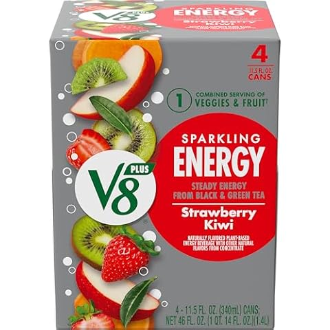 V8 +Energy Sparkling Strawberry Kiwi Juice Energy Drink, 11.5 fl oz Can (4 Pack) Cover