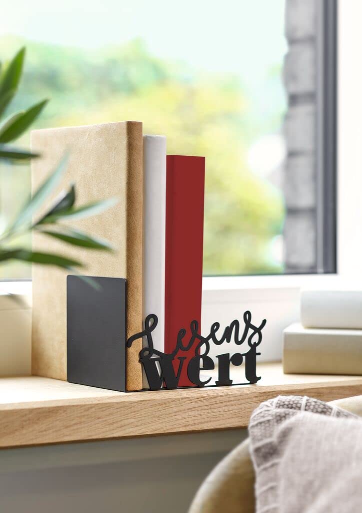 moses. libri_x Bookend Reading Value, Metal Book Stand, Black Metal Bookend with Cut-Out Lettering on The Front - Image 4
