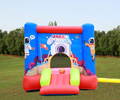 Wellfuntime Inflatable Bounce House Jumping Castle Slide With Blower, Kids Bouncer With Basketball Rim #TOP3