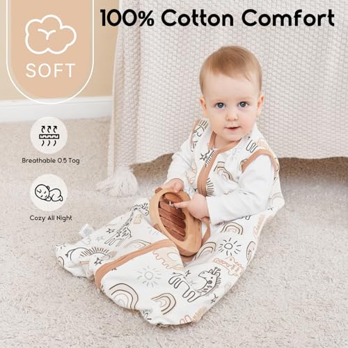 yoofoss baby sleep sack 6-12 months 05 tog wearable blanket for baby 3 pack 100 organic cotton infant toddler sleeping sack 2-way zipper lightweight sleep sack