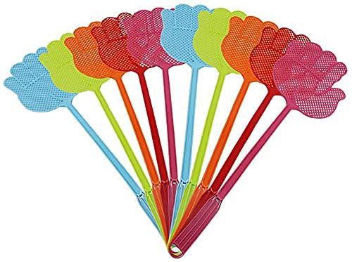 ValueHall 10 Pack Fly Swatter Multi-Colors Plastic Handle V7023