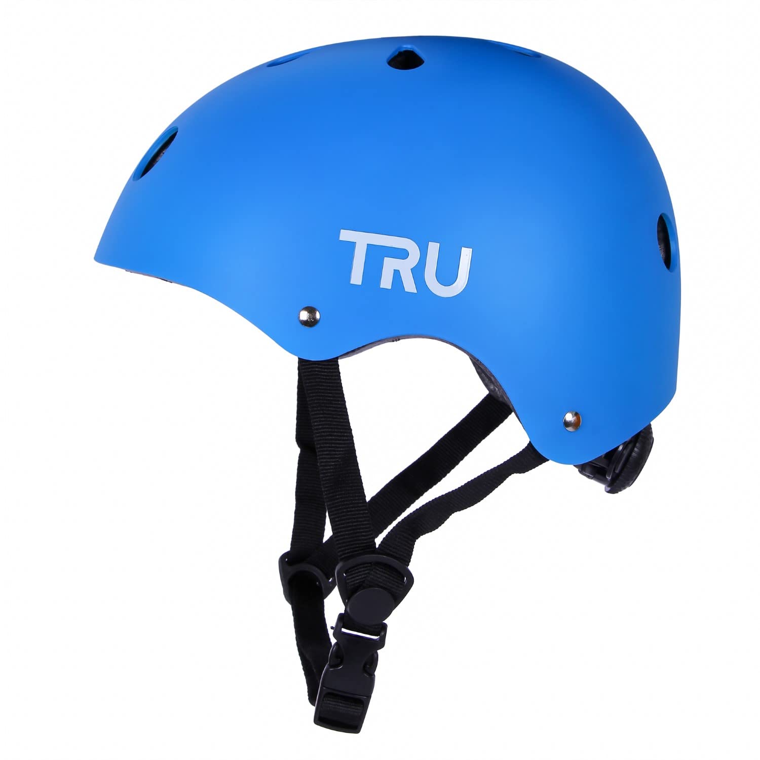 TRU Cycling Helmet for Kids, ABS Outer Shell, EPS Inner case, Strong Buckle, Multi air Vents, Comfortable, Washable, Lightweight, Motorsports, Skating and Hiking (8-12 Years, Blue)