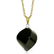 Galaxy Gold GG 14K Solid Gold, Natural Black Spinel and Diamond Pendant Necklace for Women - 14-24 Inch Available, Fine Jewelry for Women