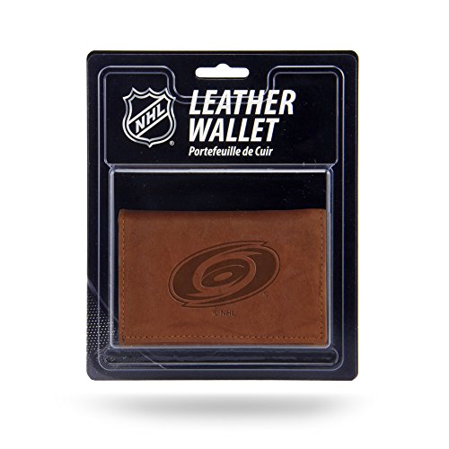 Rico Industries NHL Leather Trifold Wallet with Man Made Interior, Carolina Hurricanes
