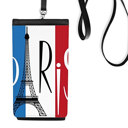 Pochette téléphone suspendu noir motif drapeau France