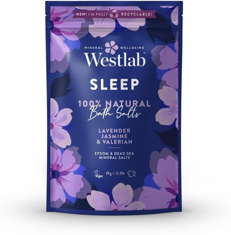 Westlab Sleep Bath Salt With Epsom & Dead Sea Salts | Infused With Jasmine & Lavender Essentials Oils | Promote Deep & Peaceful Sleep | Vegan | 1Kg