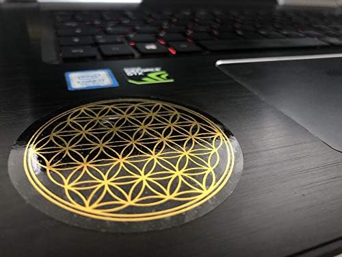 Flower of Life Stickers Colour Gold 6 cm Pack of 10 | Energy Symbol Flower of Life on Film Waterproof Transparent | Esoteric Gifts