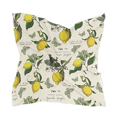 ALAZA Lemon and Butterflies Vintage Square Scarf Polyester Lightweight Fashion Elegant Head Neck Scarf Kerchief for Women Girls